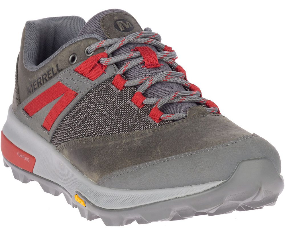 Buty Trekkingowe Merrell Męskie Szare/Czerwone - Zion - 679120-BHR